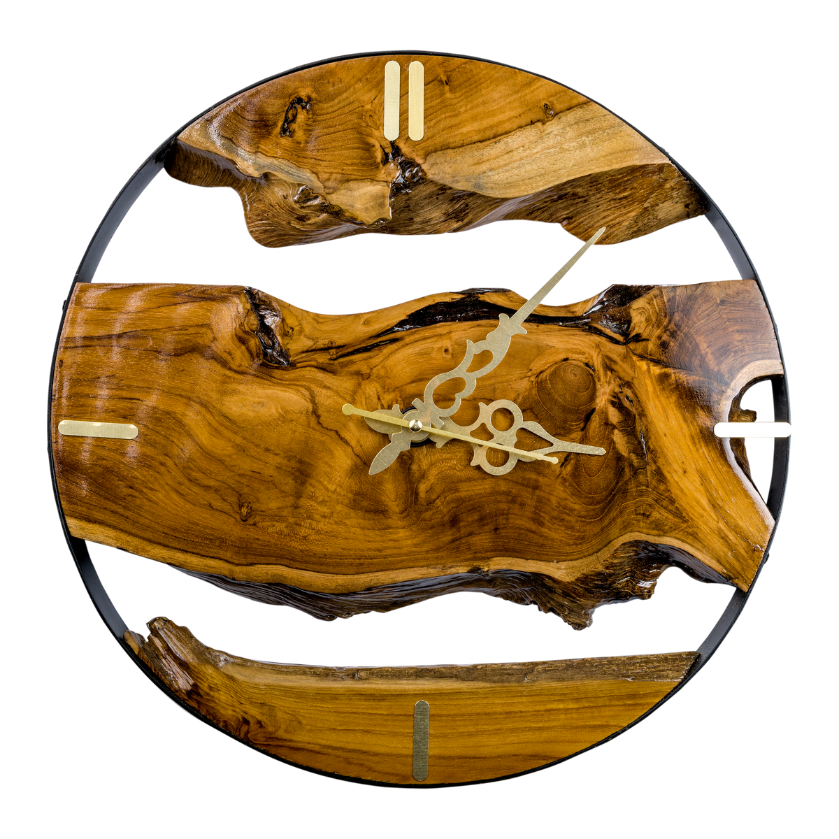 16-Inch Live Edge Teak Wood Wall Clock | Handmade High-Grade Sangwan Wood Clock