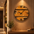 16-Inch Handmade Live Edge Sangwan Teak Wood Clock | Natural Solid Wood Wall Clock