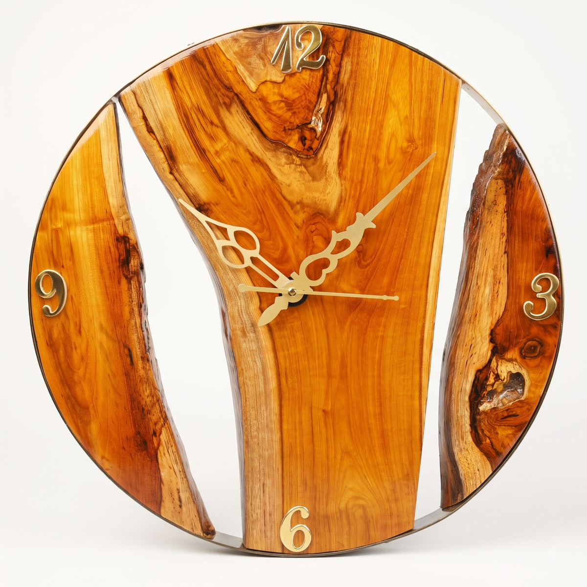 Artisan Live-Edge Teak Wall Clock