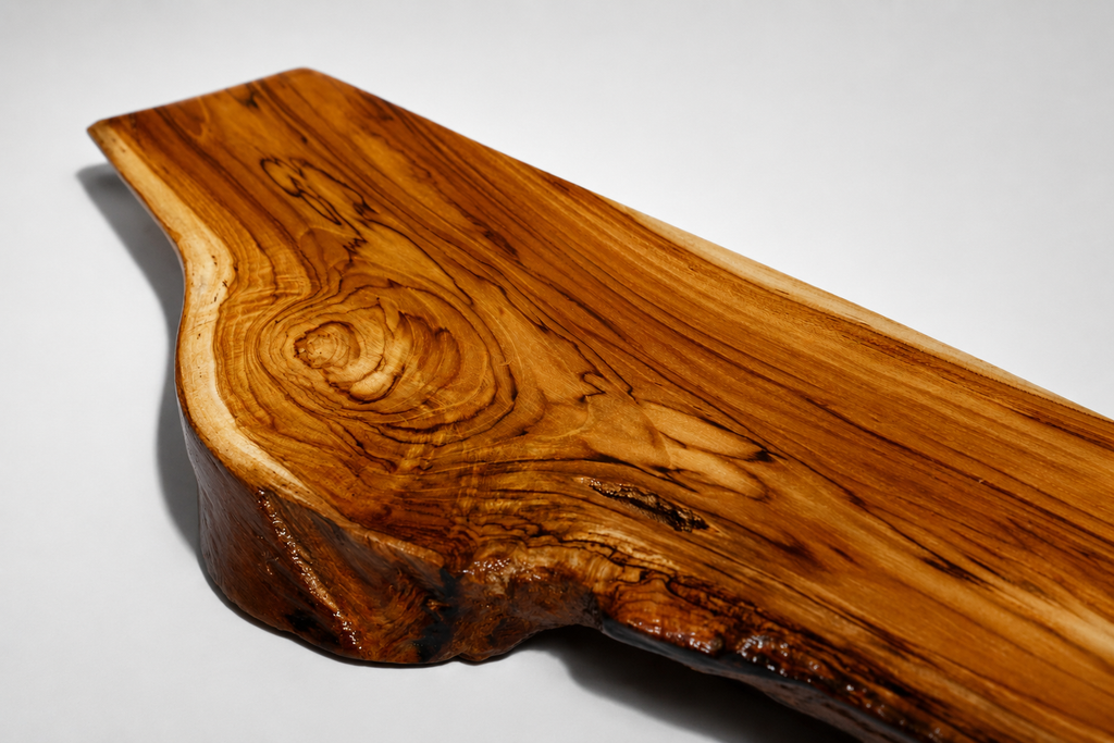 Handcrafted Live Edge Sangwan Teak Wood Floating Shelf | Natural Thick Solid Wood Floating Wall Shelf