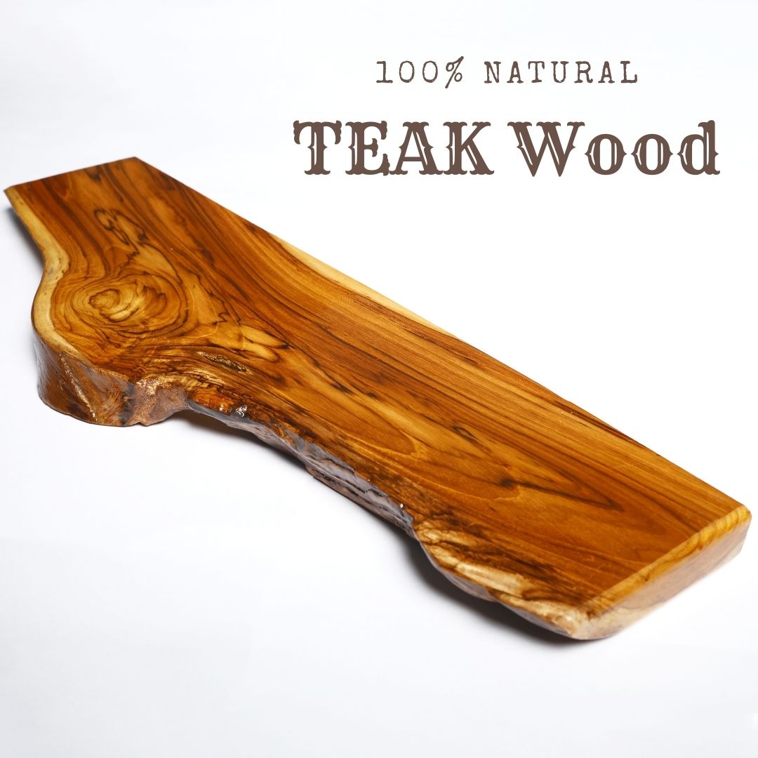 Handcrafted Live Edge Sangwan Teak Wood Floating Shelf | Natural Thick Solid Wood Floating Wall Shelf