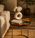 Artisan Teak Sangwan Wood River Side Table with Resin