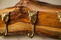 Handcrafted Live Edge Wooden Wall Rack with Coat Hooks and Towel Bar