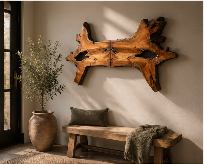 An Organic Driftwood Teak Wall Sculpture — A Symbol of Growth, Strength & Success