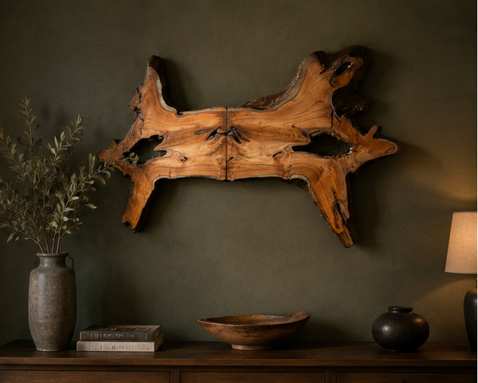 An Organic Driftwood Teak Wall Sculpture — A Symbol of Growth, Strength & Success