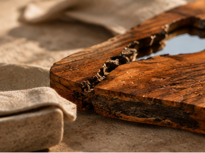 Handmade Live Edge Teak Sangwan  Wood Mirror: Rustic Home Decor