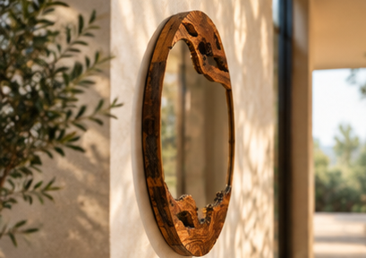 Handmade Live Edge Teak Sangwan  Wood Mirror: Rustic Home Decor