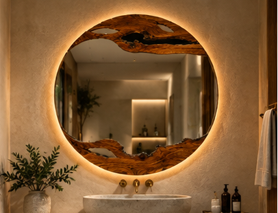 Handmade Live Edge Teak Sangwan  Wood Mirror: Rustic Home Decor