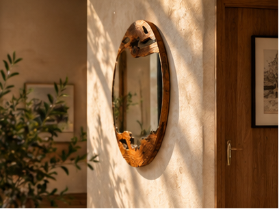 Handmade Live Edge Teak Sangwan  Wood Mirror: Rustic Home Decor