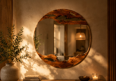 Handmade Live Edge Teak Sangwan  Wood Mirror: Rustic Home Decor