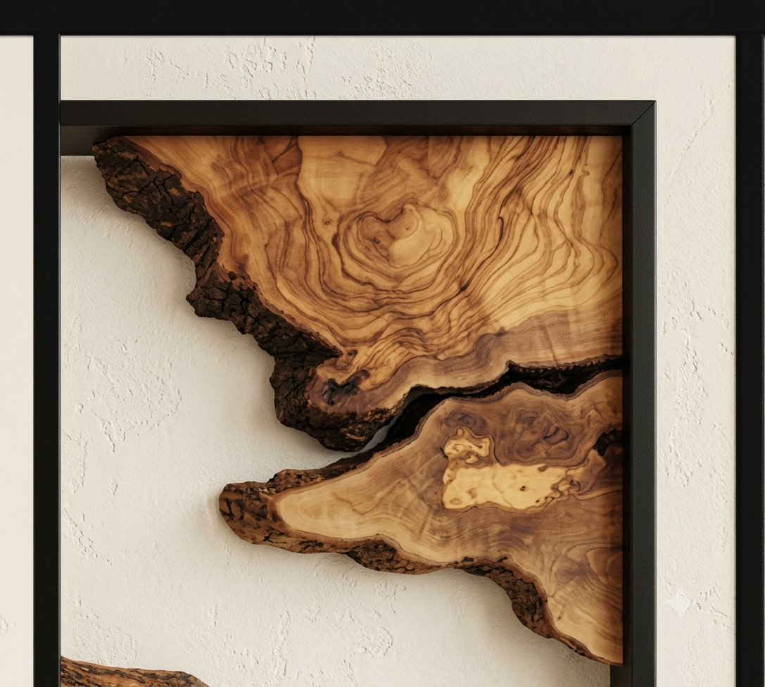 An Organic Wood Triptych Wall art — Three Individual Frames, One Continuous Story.