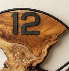 16-Inch Handmade Live Edge Sangwan Teak Wood Clock | Natural Solid Wood Wall Clock