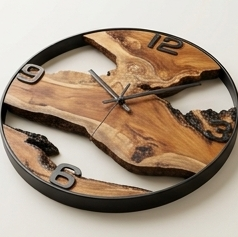 16-Inch Handmade Live Edge Sangwan Teak Wood Clock | Natural Solid Wood Wall Clock