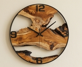 16-Inch Handmade Live Edge Sangwan Teak Wood Clock | Natural Solid Wood Wall Clock
