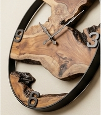16-Inch Handmade Live Edge Sangwan Teak Wood Clock | Natural Solid Wood Wall Clock