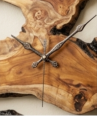 16-Inch Handmade Live Edge Sangwan Teak Wood Clock | Natural Solid Wood Wall Clock