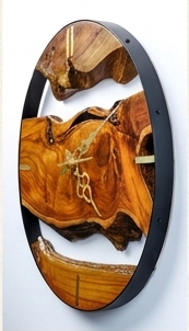 16-Inch Live Edge Teak Wood Wall Clock | Handmade High-Grade Sangwan Wood Clock