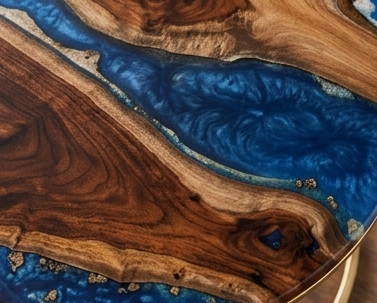 Set of 2 Round Sangwan Teak Wood & Resin Side Tables | Handmade Nesting Tables