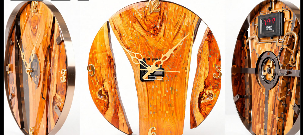 Artisan Live-Edge Teak Wall Clock