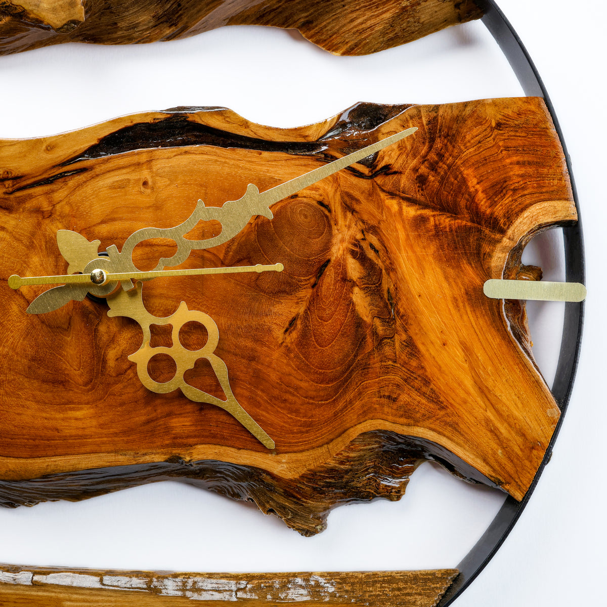 16-Inch Live Edge Teak Wood Wall Clock | Handmade High-Grade Sangwan Wood Clock