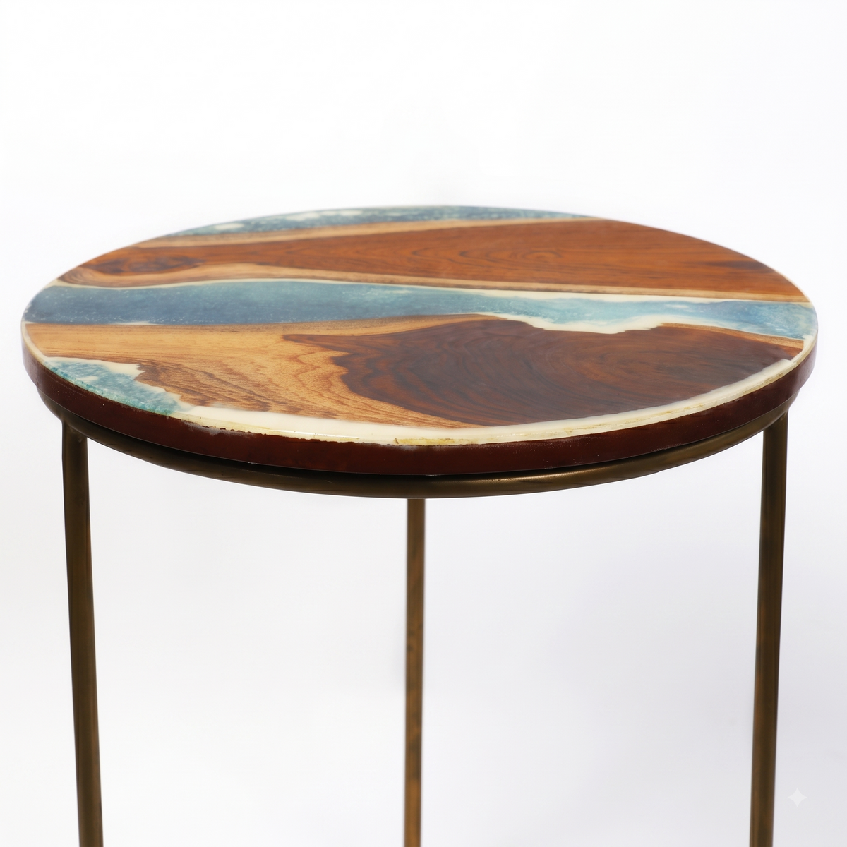 Artisan Teak Sangwan Wood River Side Table with Resin