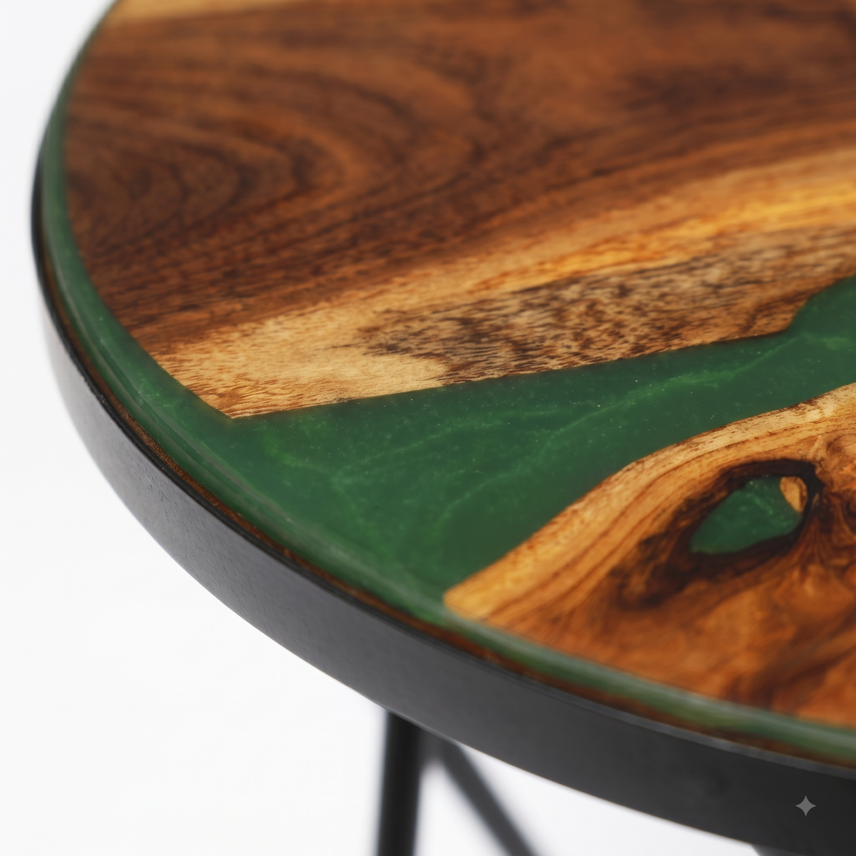 Artisan Teak Sangwan Wood River Side Table with Resin