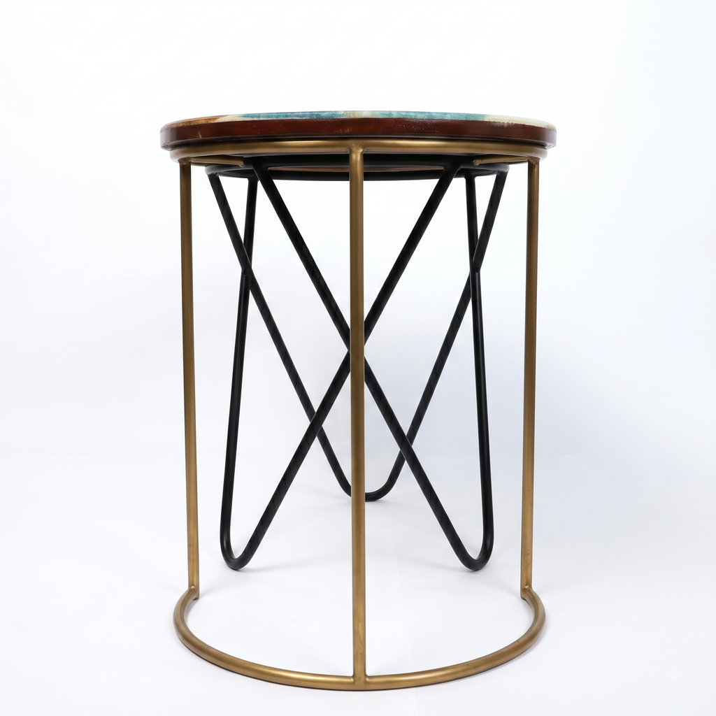 Artisan Teak Sangwan Wood River Side Table with Resin