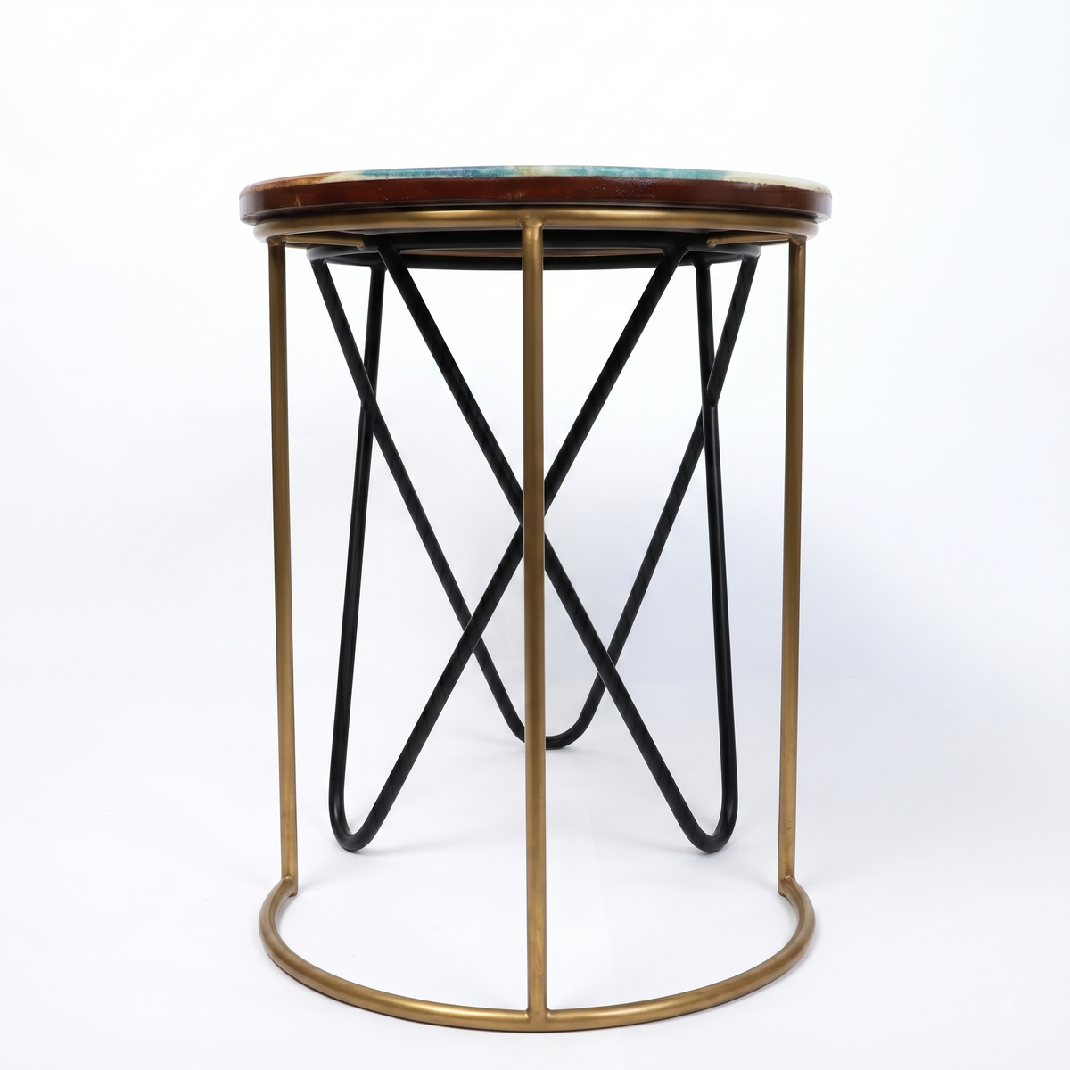 Artisan Teak Sangwan Wood River Side Table with Resin