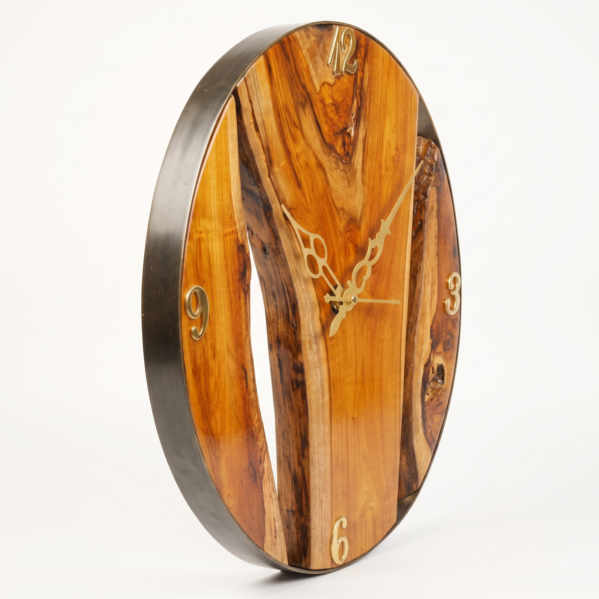 Artisan Live-Edge Teak Wall Clock