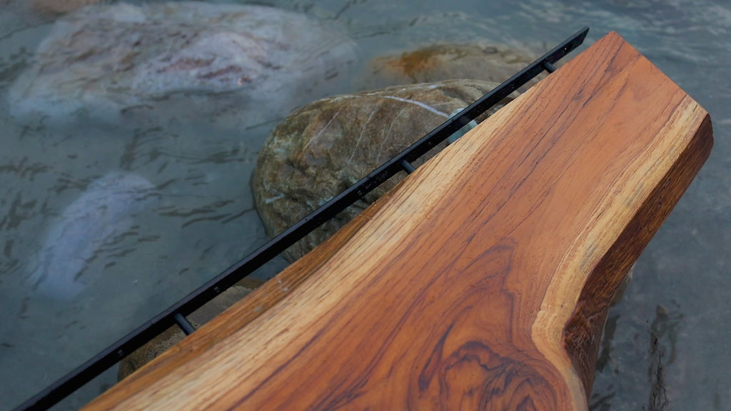 Handcrafted Live Edge Sangwan Teak Wood Floating Shelf | Natural Thick Solid Wood Floating Wall Shelf