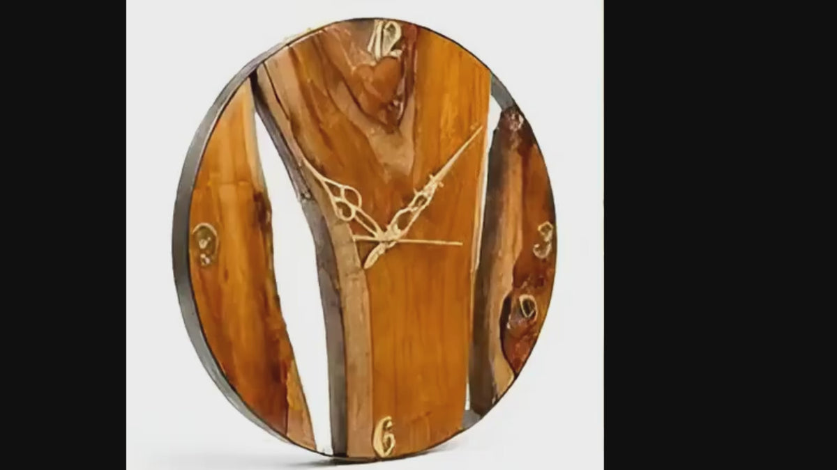 Artisan Live-Edge Teak Wall Clock