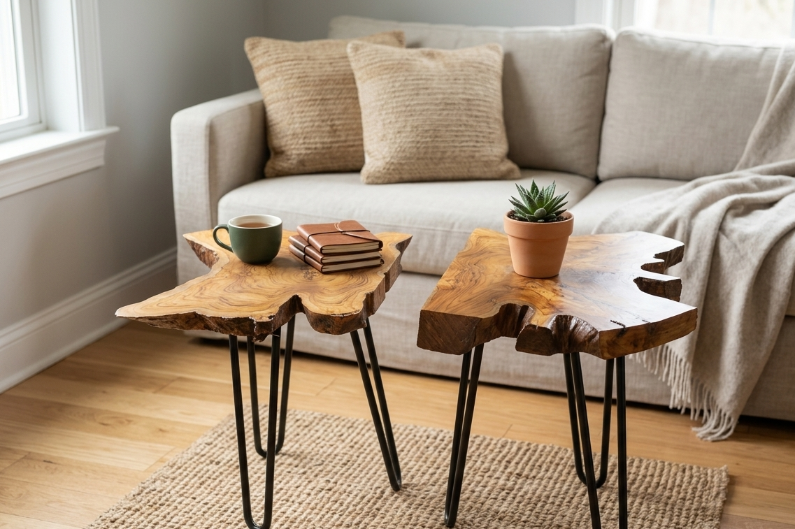 “The Living Edge” – Premium Solid Teak Wood Coffee Table