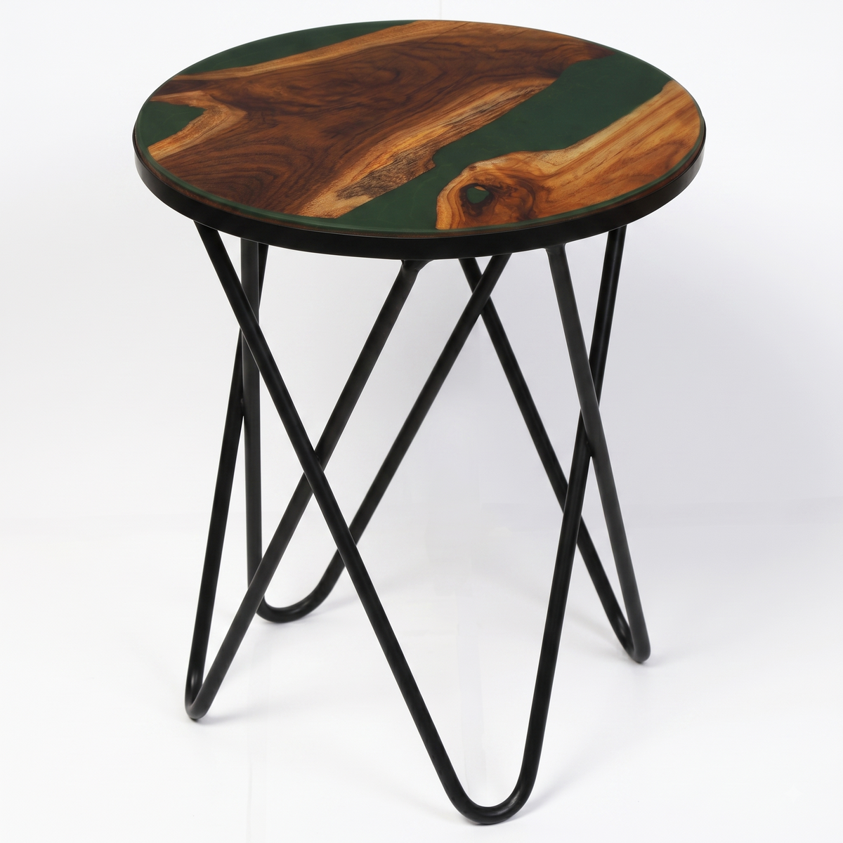 Artisan Teak Sangwan Wood River Side Table with Resin